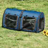 39" Portable Soft-Sided Pet Cat Carrier With Divider  Dual Compartment  Soft Cushions  & Storage Bag  Blue