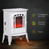 Free standing Electric Fireplace Stove, Fireplace Heater with Realistic Flame Effect, Overheat Safety Protection, 750W / 1500W, White