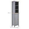 Tall Bathroom Storage Cabinet with 3 Tier Shelf, Cupboard, Door, Free Standing Linen Tower, Slim Side Organizer, Grey