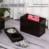 Raised Pet Feeding Storage Station with 2 Stainless Steel Bowls Base for Large Dogs and Other Large Pets, Dark Brown