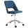 Modern Mid Back Office Chair with Velvet Fabric, Swivel Computer Armless Desk Chair with Hollow Back Design for Home Office, Blue