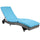 Patio Wicker Cushioned Chaise Lounge Chair, Outdoor PE Rattan Sun lounger w/ 5-Level Adjustable Backrest & Wheels for, Sky Blue