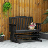 2-Person Patio Swing Glider Bench with Quick Drying Design and Widen Armrest, Wood Rocking Chair Loveseat for Backyard Garden Porch, Black
