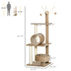 Cat Tree for Indoor Cats Kitty Tower with Scratching Post, Bed, Tunnel, Toys, 16" x 16" x 48", Light Brown