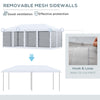 Outdoor 10' x 20' Patio Gazebo Outdoor Pop-Up Canopy with Sidewalls, 6 Mesh Walls for Party, Events, Backyard, Lawn, Cream White