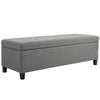 50" Storage Ottoman Bench, Upholstered Ottoman Foot Rest with Linen Fabric and Soft Close Lid for Entryway, Gray