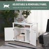 Wooden Cat Litter Box Enclosure Furniture with Adjustable Interior Wall & Large Tabletop for Nightstand  White