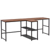 83'' Two Person Desk with Storage Shelves, Computer Office Double Desk, Large Office Desk Study Writing Table for Home Office, Dark Walnut