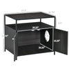 Cat Litter Box Enclosure Hidden Cat Furniture Cabinet Indoor Cat Washroom Double-door Nightstand End Table with Cat Hole Storage Shelf Black