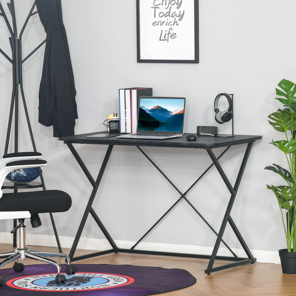 Home Office Computer Writing Desk, Corner Workstation, Laptop Table with Steel Frame for Living Room, Study, Dorm, Black