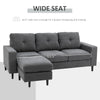 L-Shape 3 Seater Fabric Sofa Couch 1 Chaise Longue 1 Loveseat with Rubber Wood Leg and Thick Sponge Cushion Armrest