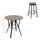 Industrial Bar Table and Chairs Set of 5, Round Dining Table & 4 Stools with Swivel Seat for Pub, Kitchen, Light Brown