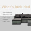 6 Pieces Outdoor PE Rattan Sofa Set, Sectional Conversation Wicker Patio Couch Furniture Set with Cushions and Coffee Table, Charcoal