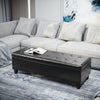 Large 51" Tufted Faux Leather Ottoman Storage Bench for Living Room, Entryway, or Bedroom, Black