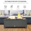 Patio Coffee Table, Large Side Table, Hand-Woven PE Rattan, Weather Resistant Wicker, Outdoor Furniture for Garden Black