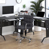 Leather Office Chair, Cute Desk Chair, Mid Back Computer Chair with High-End Gas Lift, Sturdy Base and Faux Leather, Home Office Chair, Black