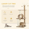 Cat Tree for Indoor Cats Kitty Tower with Scratching Post, Bed, Tunnel, Toys, 16" x 16" x 48", Light Brown
