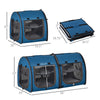 39" Portable Soft-Sided Pet Cat Carrier With Divider  Dual Compartment  Soft Cushions  & Storage Bag  Blue