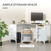 L-Shaped Computer Desk with Open Shelf and Storage Cabinet, Corner Writing Desk with Adjustable Shelf, Natural / White