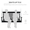 2-Seater Hanging Porch Swing Outdoor Patio Swing Chair Seat with Slatted Build and Chains, 440lbs Weight Capacity, Black