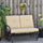 Patio Glider Bench with Padded Cushions and Armrests, Outdoor 2-Person Swing Rocking Chair Loveseat with Sturdy Frame, Beige