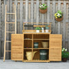 Wooden Potting Bench 3-Tier Storage Cabinet Work Station Table Lockable Organizer with Magnetic Latch Hooks Foot Pads 34.25"L Yellow