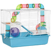 Large Hamster Cage and Habitat, 3-Level Steel Rat Cage, with Tube Tunnels, Exercise Wheel, Water Bottle, Food Dish, Ramps, Light Blue