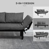 Single Person Chaise Lounger, Modern Sofa Bed with 5 Adjustable Positions, 2 Large Pillows, and Black Legs, Grey
