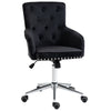 Mid-Back Desk Chair with Nailhead Trim, Button Tufted Back Design, Adjustable Height, Rocking Function and Wheels, Black