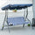 3-Person Patio Porch Swing with Adjustable Canopy for Adults, Steel Frame, Seat & Backrest Cushion, Armrests, Dark Blue & White Striped