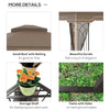 12' x 10' Patio Gazebo Outdoor Canopy Shelter with Double Tier Roof and Netting Sidewalls for Garden, Lawn, Backyard and Deck, Brown