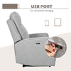 Electric Power Recliner Armchair with USB Charging Station, Sofa Recliner with Linen Upholstered Seat and Retractable Footrest, Gray