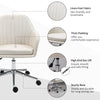 Leisure Office Chair Linen Fabric Swivel Scallop Shape Computer Desk Chair Home Study Bedroom with Wheels  Beige
