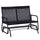 Patio 2-Person Wicker Glider Bench Rocking Chair, All-Hand Woven PE Rattan Cushioned Loveseat w/ Ergonomic Design Rocking System, Black