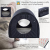 Winter Portable Heated Double Wide Water-Resistant Indoor Outdoor cat houses for multiple cats - Black
