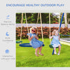 5 In 1 Metal Swing Set for Kids Outdoor, Heavy Duty Frame with Double Swings, Slide, Seesaw, Glider, for Backyard Playground