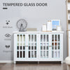 Modern Kitchen Sideboard, Buffet Cabinet with Storage, 4 Glass Doors, Adjustable Shelves for Living Room, Bedroom, Study, White