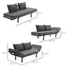 Single Person Chaise Lounger, Modern Sofa Bed with 5 Adjustable Positions, 2 Large Pillows, and Black Legs, Charcoal Grey