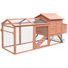 96.5" Chicken Coop Wooden Chicken House Rabbit Hutch Poultry Cage Hen Pen Portable Backyard with Wheels Outdoor Run and Nesting Box, Natural