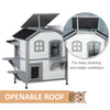 Wooden 2-Story Outdoor Cat House, Feral Cat Shelter Kitten Condo with Escape Door, Openable Asphalt Roof and 4 Platforms, White
