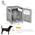 Furniture Stylish Dog Kennel, Wooden & Wire End Table with Cushion & Lockable Door, Miniature Size Pet Crate Indoor Puppy Cage, Grey