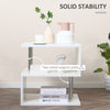 Lift Top Coffee Table Modern Designer S-Shaped Accent table 3-Tier Side Table Multi Level Accent End Table with 2 Steel Support Poles, White