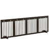 Freestanding Pet Gate, Wooden Dog Barrier, Folding Safety Fence with 4 Panel, Support Feet up to 80.25" Long 24" Tall for Doorway, Brown