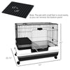 2-Level Small Animal Cage Rabbit Hutch with Wheels, Removable Tray, Platform and Ramp for Bunny, Chinchillas, Ferret, Hedgehog & Gerbils, Black