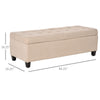 49" Large Tufted Linen Fabric Ottoman Storage Bench With Soft Close Top for Living Room, Entryway, or Bedroom, Beige