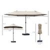 Patio Umbrella 15' Steel Rectangular Outdoor Double Sided Market with base, UV Sun Protection & Easy Crank for Deck Pool Patio, Coffee