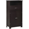 Modern Floor Bathroom Storage Cabinet, Free Standing Cupboard with Drawer and Adjustable Shelf, Living Room Organizer, Small, Brown