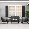 4 Piece Patio Furniture Set, Outdoor Conversation Set w/ Armchairs, Loveseat, Coffee Table and Cushions for Backyard, Lawn and Garden, Black