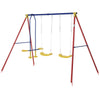 Metal Swing Set with 2 Seats Glider A-Frame Stand Adjustable Hanging Rope for Backyard Playground Outdoor Playset for Kid Age 3-8 Years Old