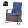 Outdoor Rattan Wicker Rocking Chair Patio Recliner with Soft Cushion, Adjustable Footrest, Max. 135 Degree Backrest, Blue